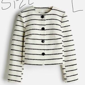 H&M Black and White Striped Blazer